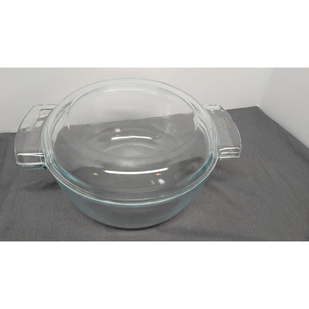 Vintage PYREX Round Casserole Dish 457 L Glass 2.5L Made in France Bakeware